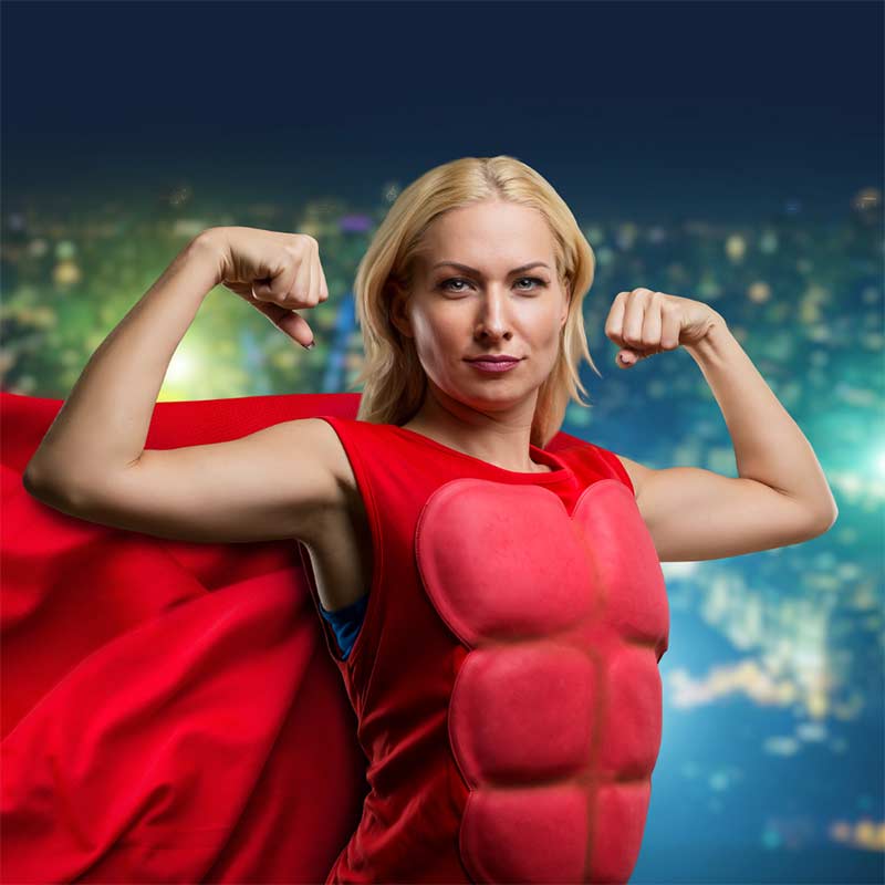 Brainz article:Strengthen your Intuition showing a super woman in red